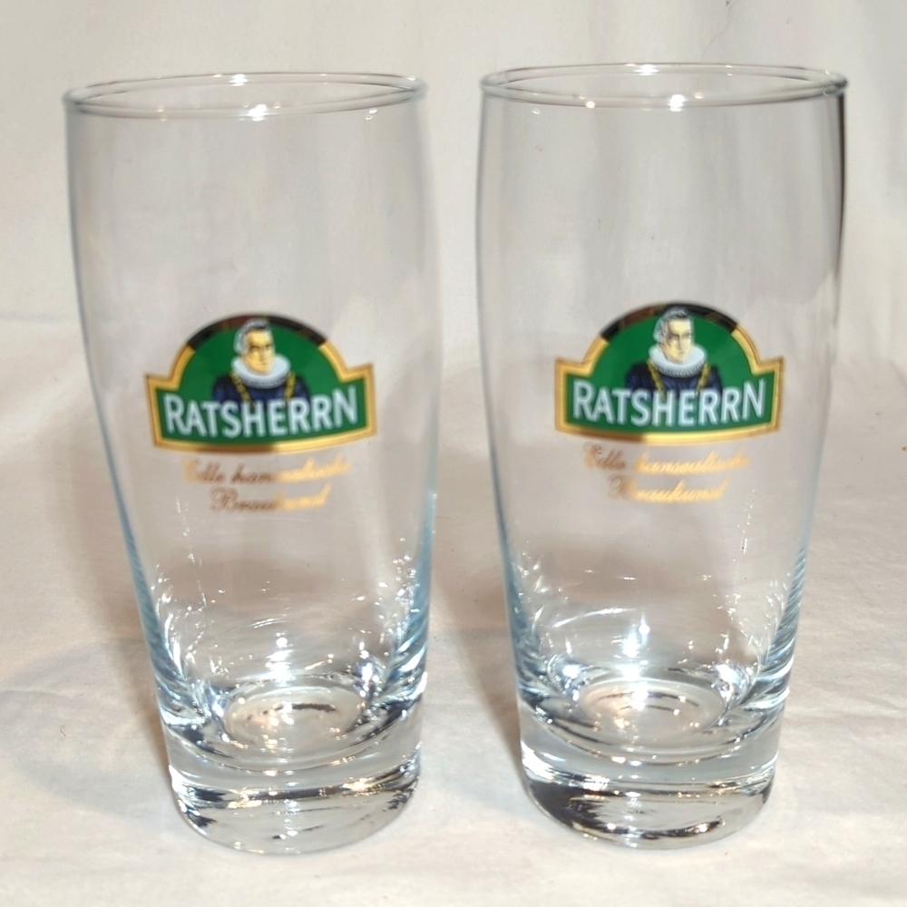 Vintage Ratsherrn Collectible German Barware Beer Glasses Pair of 2